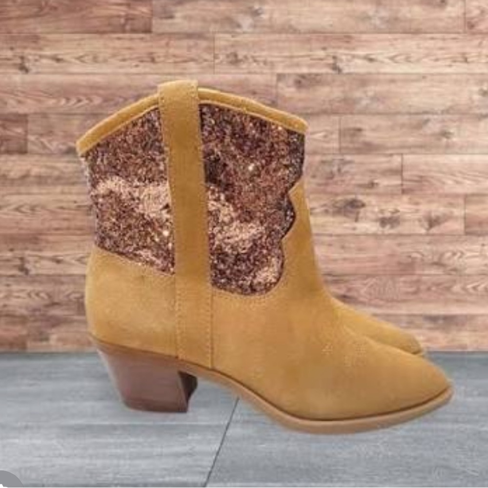 Dolce Vita Shreya Glitter Suede Cowboy Boots